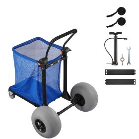 Beach Cart with Large Wheels for Sand, 165 lbs Load Capacity, Heavy Duty Folding Beach Wagon with 12" Balloon Wheels, Storage Bag
