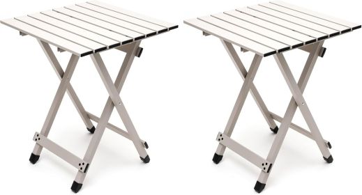 3 in 1 Folding Camping Table, Stool, and Footrest, Lightweight Portable up to 300 LBS, Easy to Carry for Beach, Fishing, Trip, Picnic, Lawn (Color: Grey-2set)