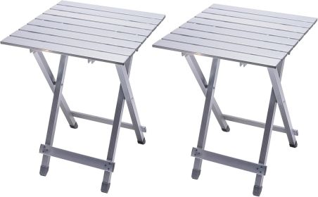 3 in 1 Folding Camping Table, Stool, and Footrest, Lightweight Portable up to 300 LBS, Easy to Carry for Beach, Fishing, Trip, Picnic, Lawn (Color: Silver-2set)